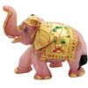 Rose Quartz Stone Elephant With Gold Painted