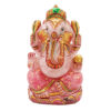 Rose quartz Stone Ganesha Statue Gold Painted