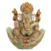 Aventurine Jade Stone Lotus Ganesha Gold Painted