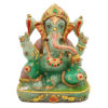 Aventurine Jade Stone Ganesh Statue  Gold Painted