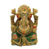 Aventurine Jade Stone Ganesh Statue  Gold Painted