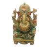 Aventurine Jade Stone Ganesh Statue  Gold Painted