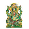 Aventurine Jade Stone Ganesha Sitting on Throne  Statue