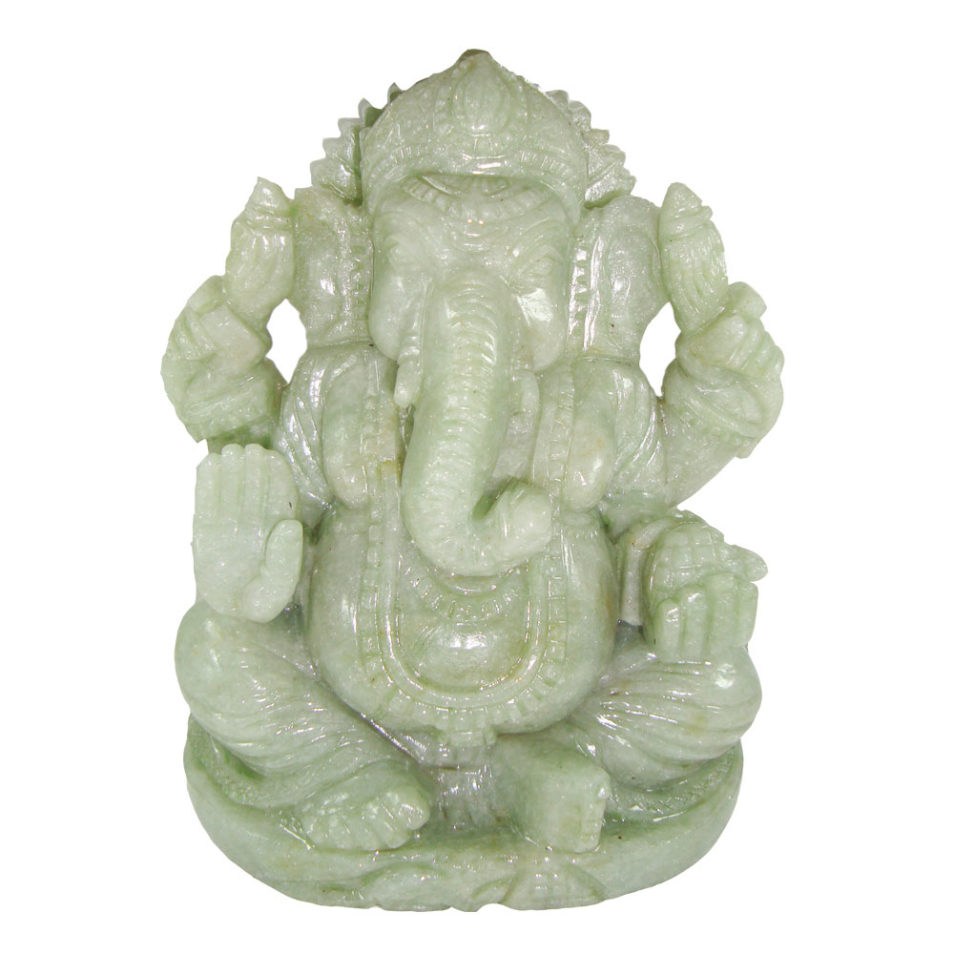 Aventurine Jade Stone Ganesha Polish Statue