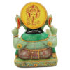 Aventurine Jade Stone Ganesha Statue Gold Painted