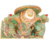 Aventurine Jade Stone Resting Ganesha Statue Gold Painted