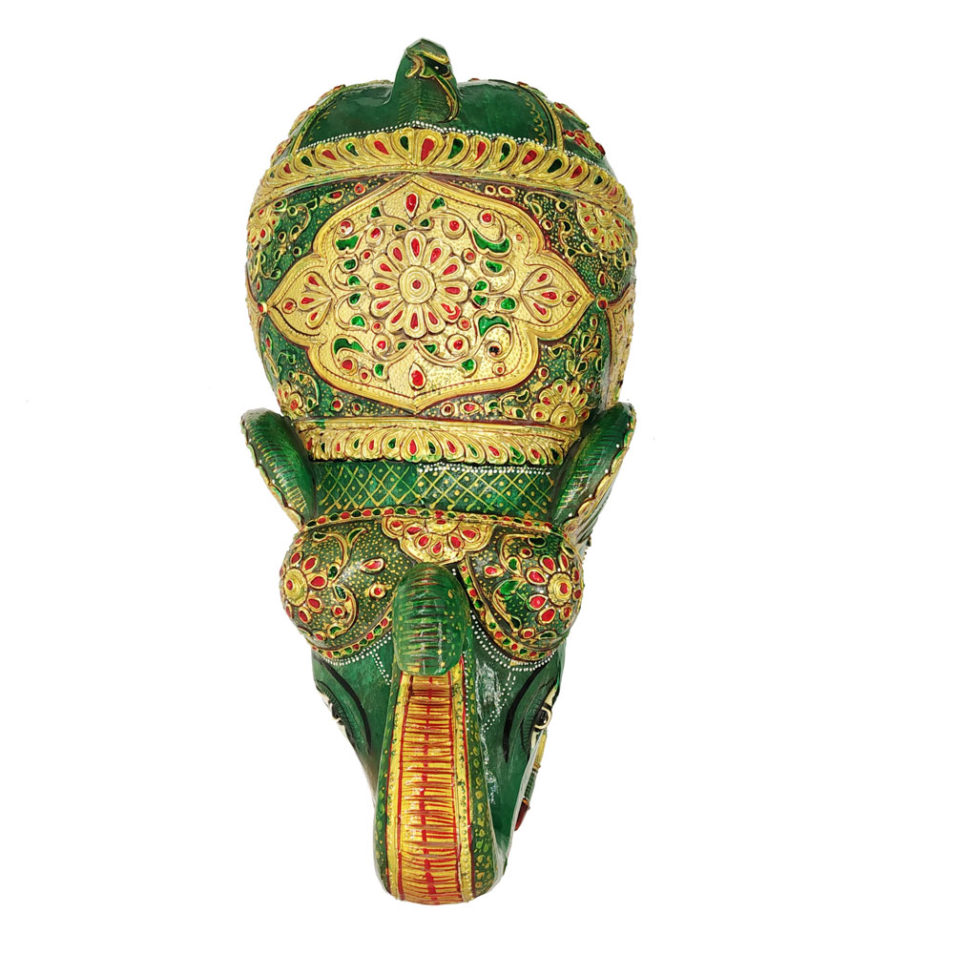 Aventurine Jade Stone Elephant With Gold Painted