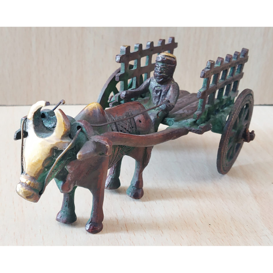 Brass handmade Bull cart for home decor show piece & gift