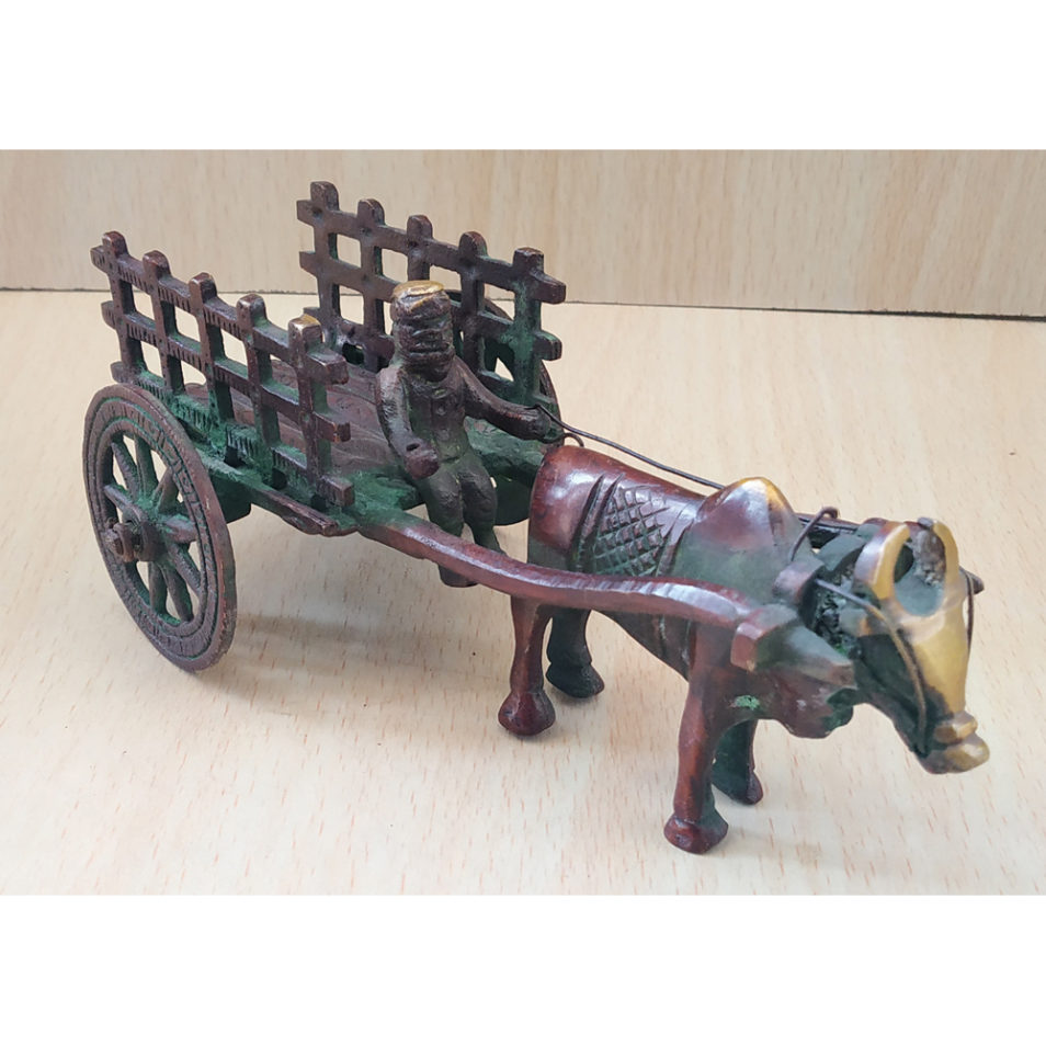 Brass handmade Bull cart for home decor show piece & gift