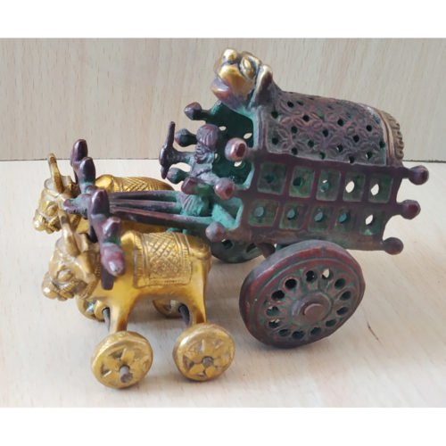 Brass handmade Bull cart for home decor show piece & gift