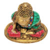 Brass Buddha Sitting Medicine Buddha Statue with Stone Work