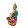 Brass Buddha Sitting Medicine Buddha Statue with Stone Work