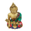 Brass Buddha Sitting Medicine Buddha Statue with Stone Work