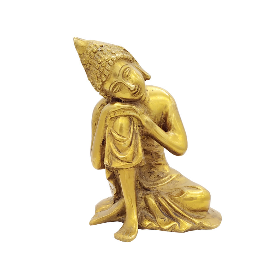 Brass Resting Buddha Statue Home Decor Figure