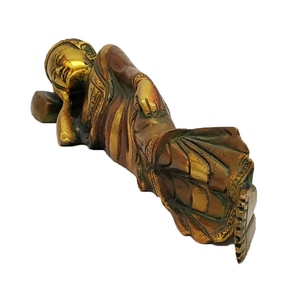 Brass Sleeping Buddha Statue Home Decor