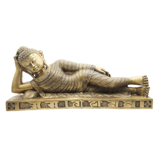 Brass Sleeping Buddha Statue Home Decor