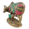 Brass Cow with Calf Feeding Stone Work Hindu Nandi Cow Statue