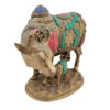 Brass Cow with Calf Feeding Stone Work Hindu Nandi Cow Statue