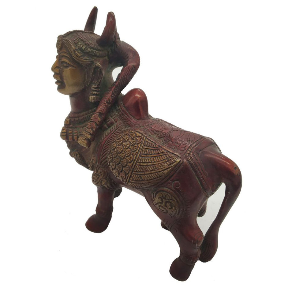 Brass Cow Khamdhenu Hindu Nandi Cow Statue