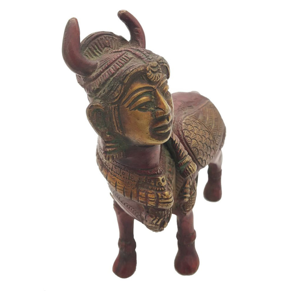 Brass Cow Khamdhenu Hindu Nandi Cow Statue