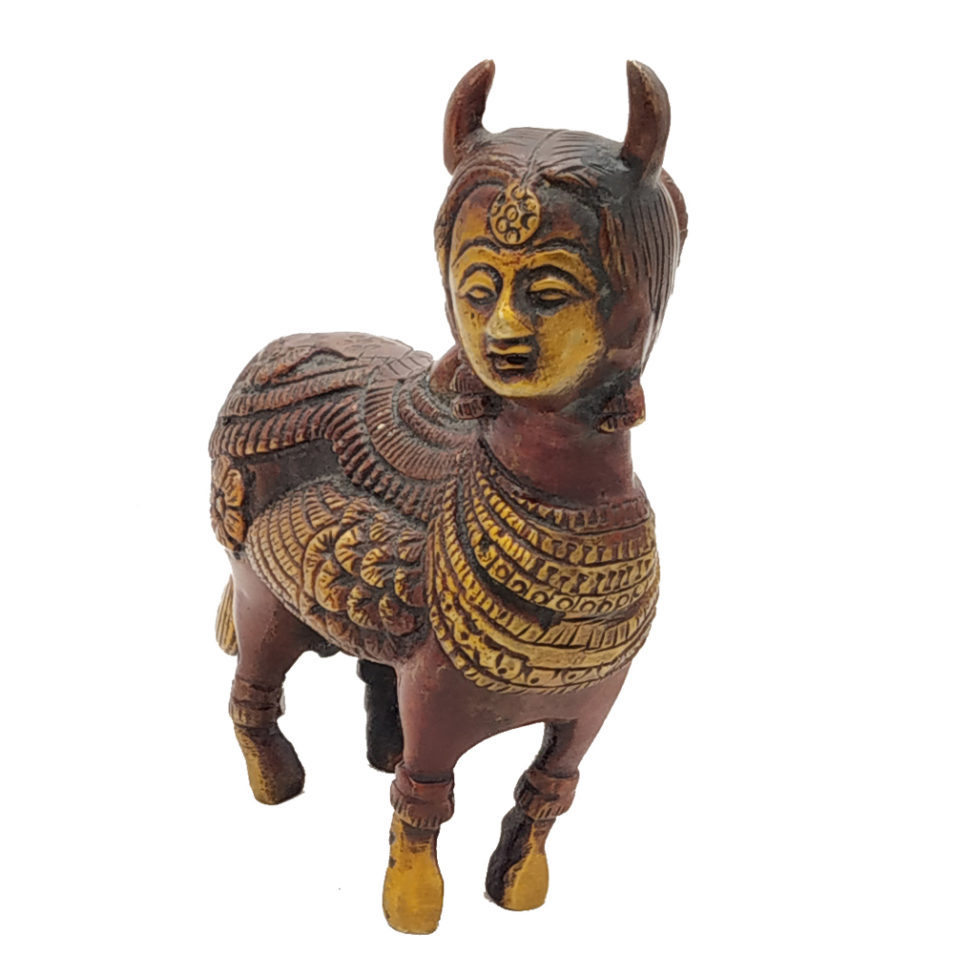 Brass Cow Khamdhenu Hindu Nandi Cow Statue