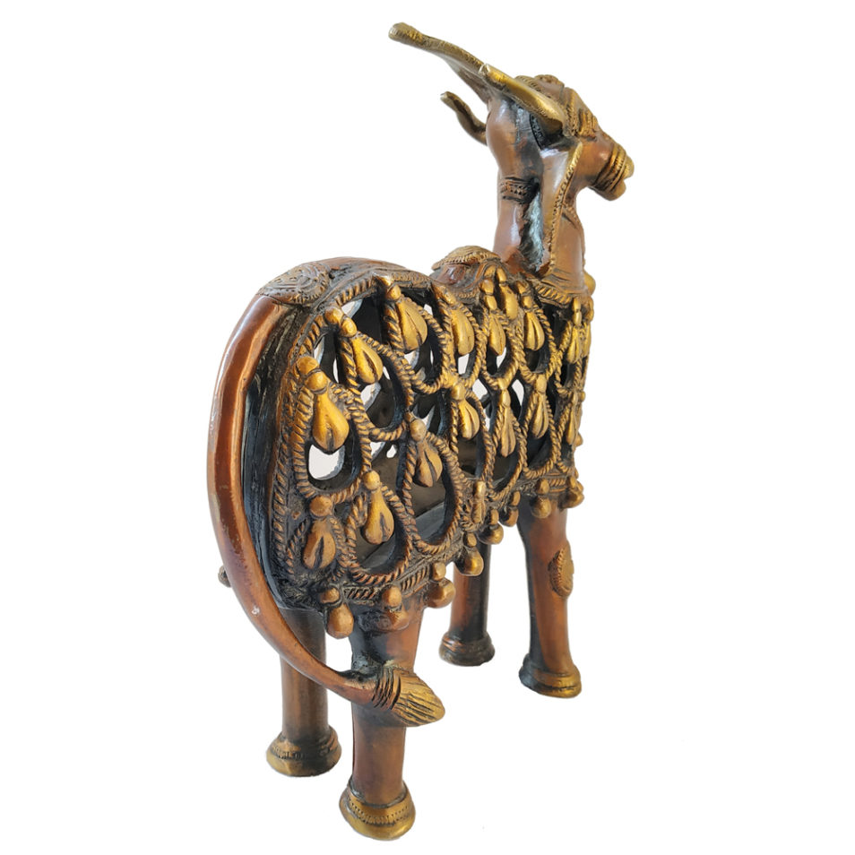 Brass Cow Khamdhenu Hindu Nandi Cow Statue