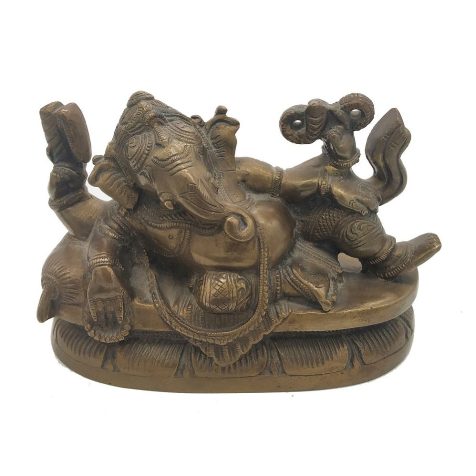 Brass Sleeping Ganesha statue Antique Finished