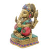 Brass Sitting Ganesha statue With Stone Work Antique Finished