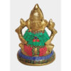 Brass Sitting Ganesha statue With Stone Work Antique Finished