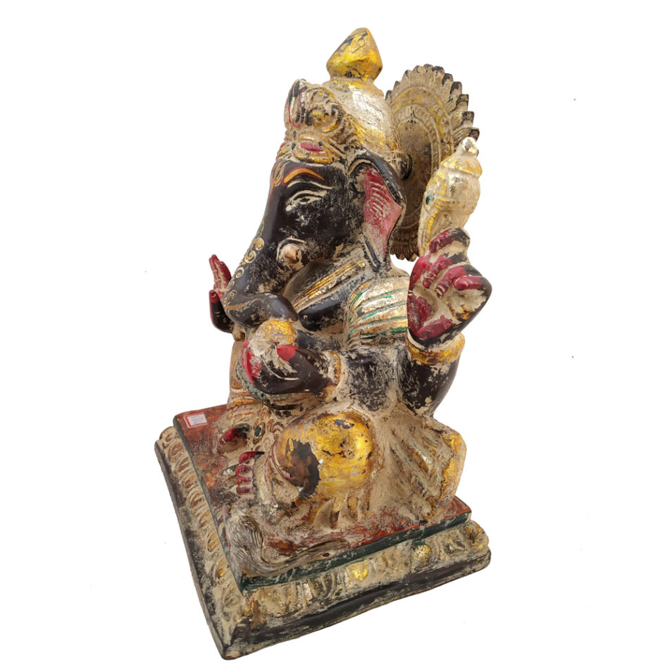 Brass Ganesha statue Hand Painted Antique Finished