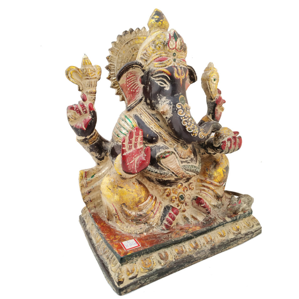 Brass Ganesha statue Hand Painted Antique Finished