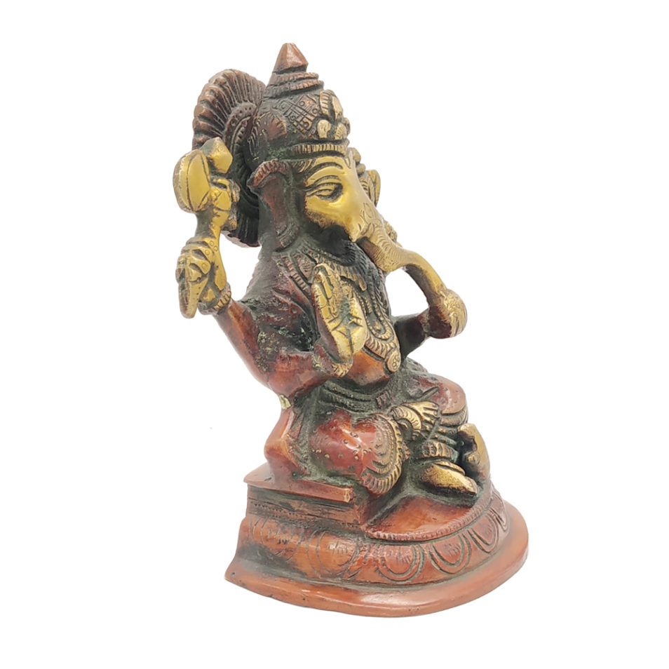 Brass Ganesha statue Hand Painted Antique Finished