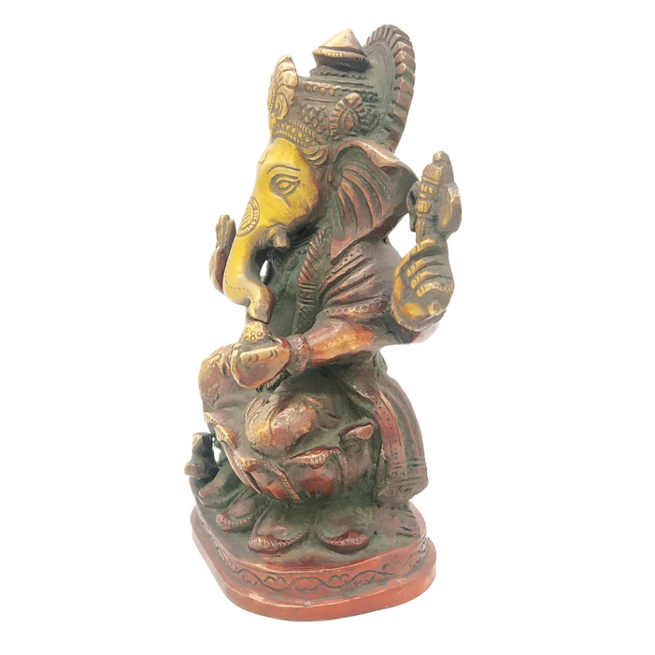 Brass Ganesha statue Hand Painted Antique Finished