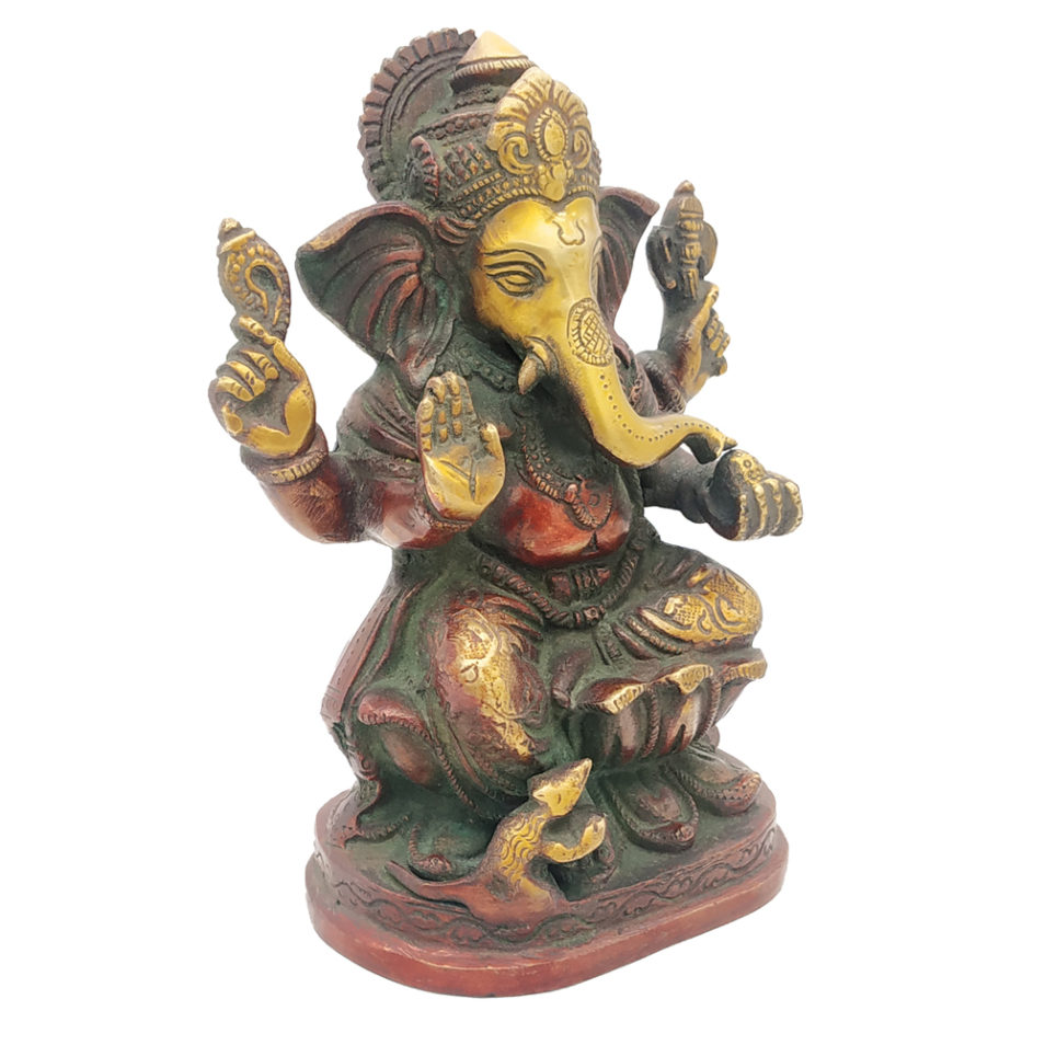 Brass Ganesha statue Hand Painted Antique Finished