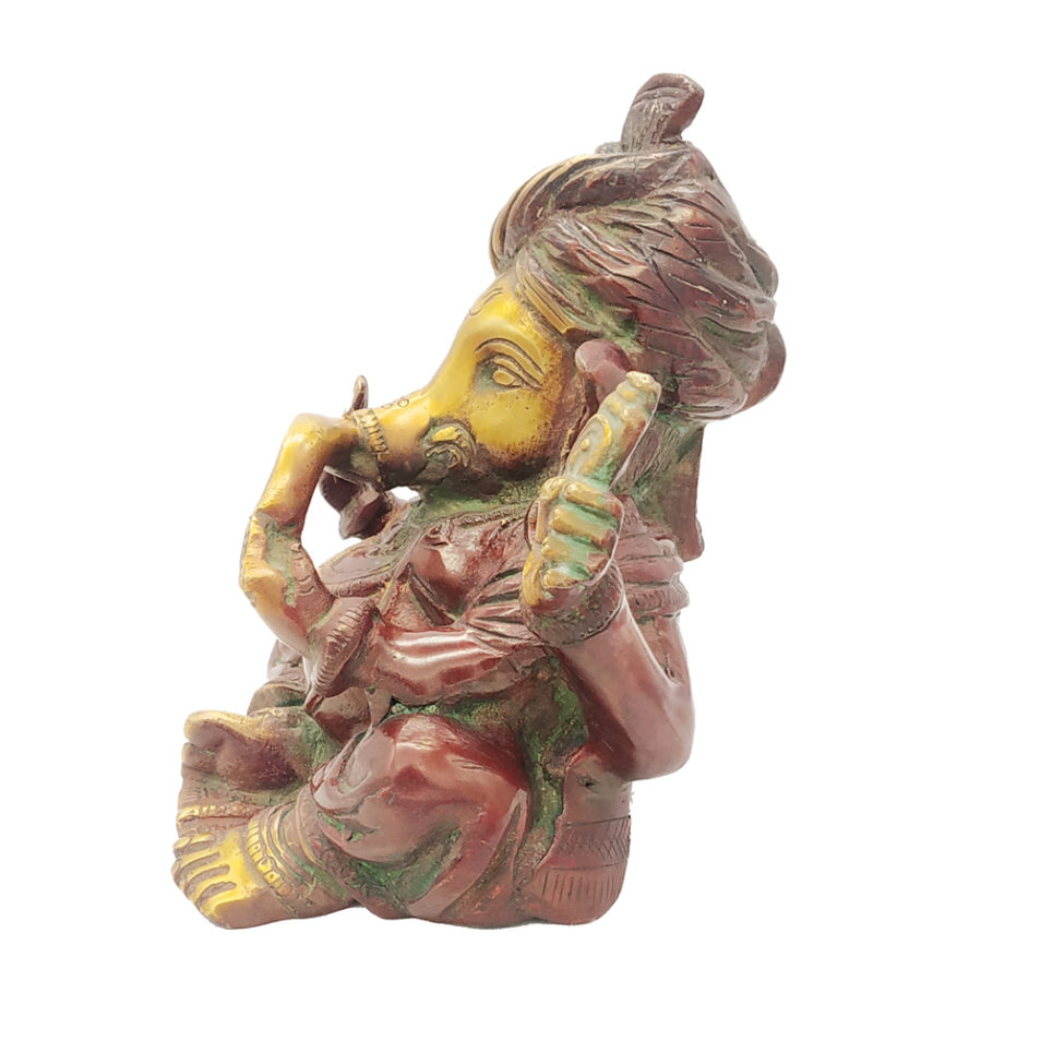 Brass Ganesha statue Hand Painted Antique Finished