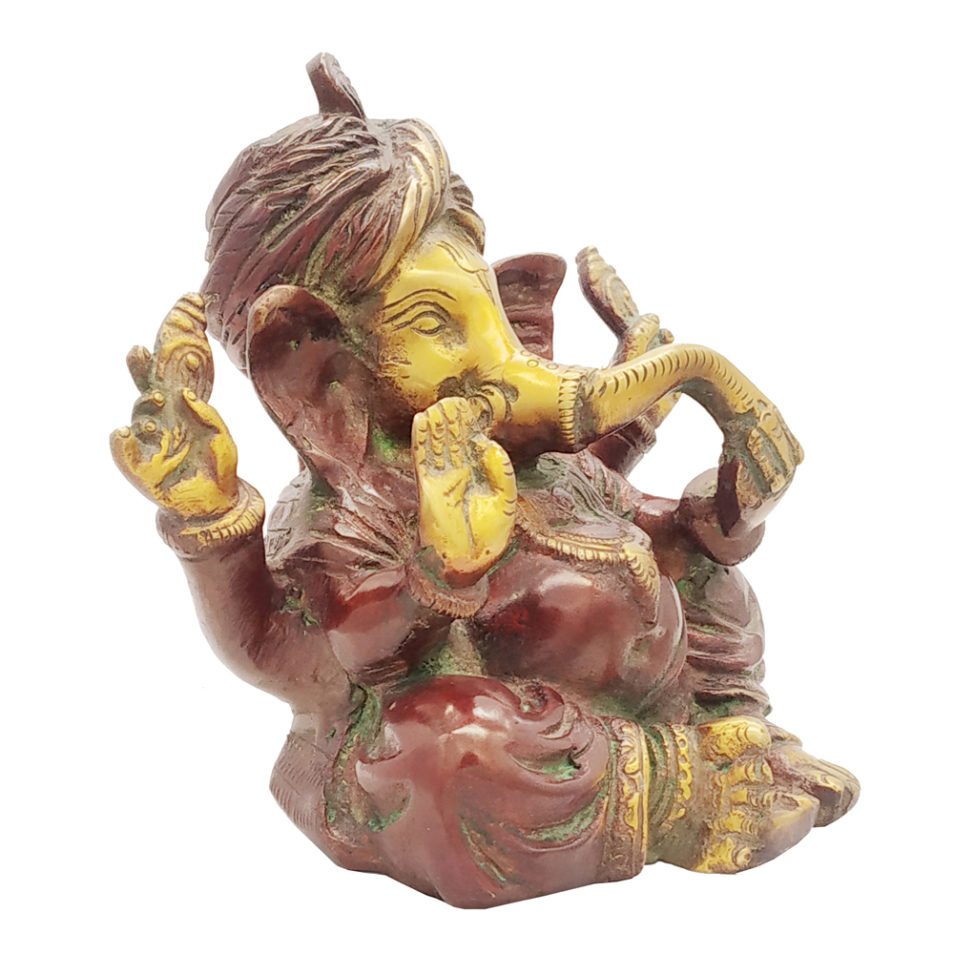 Brass Ganesha statue Hand Painted Antique Finished