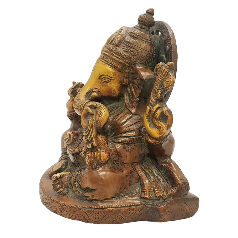 Brass Ganesha statue Hand Painted Antique Finished