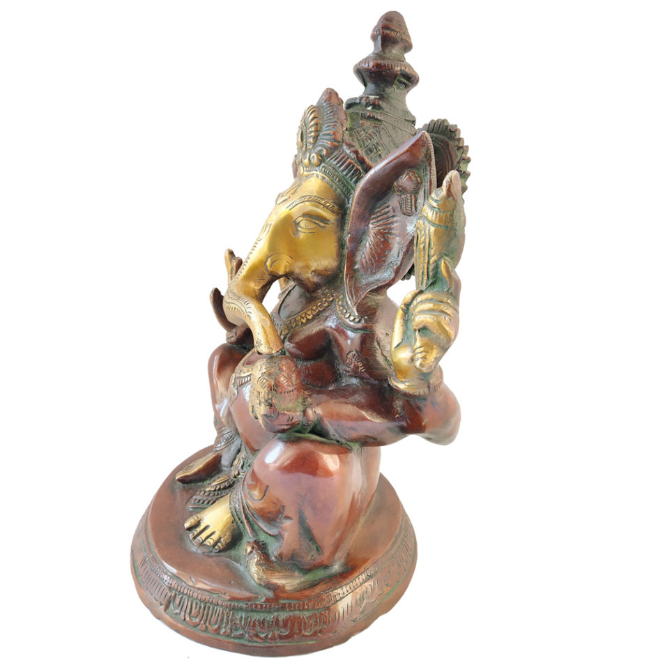 Brass Ganesha statue Hand Painted Antique Finished