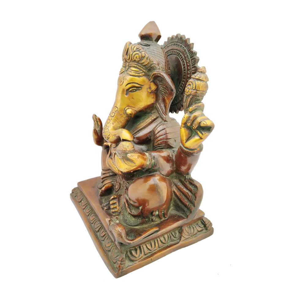 Brass Ganesha statue Hand Painted Antique Finished