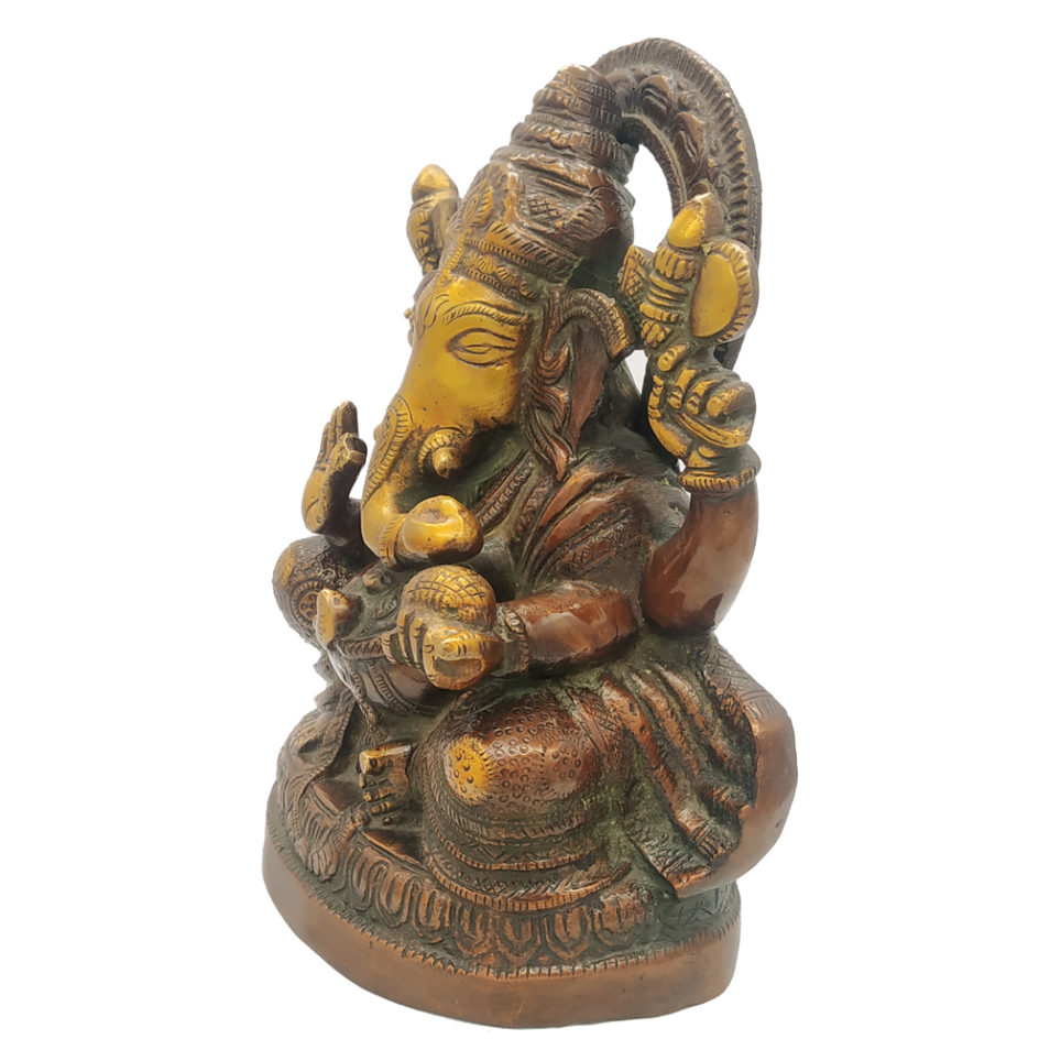 Brass Ganesha statue Hand Painted Antique Finished