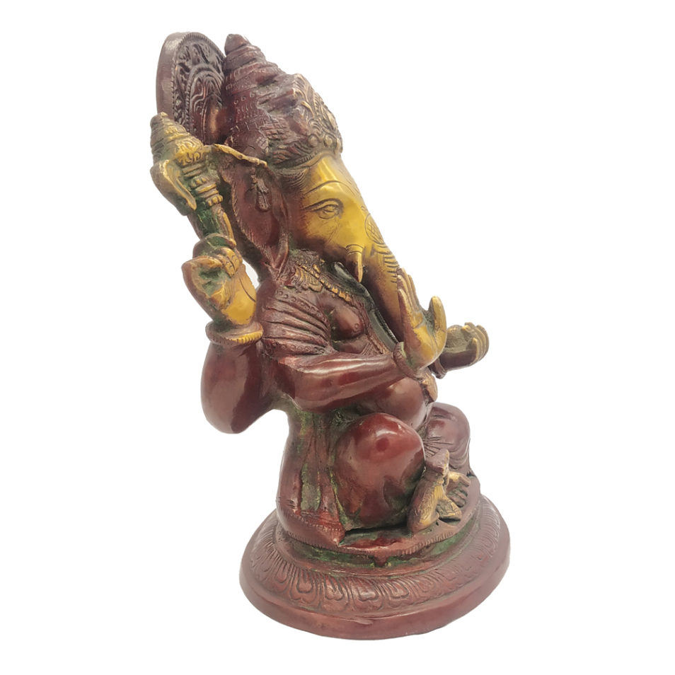 Brass Ganesha statue Hand Painted Antique Finished