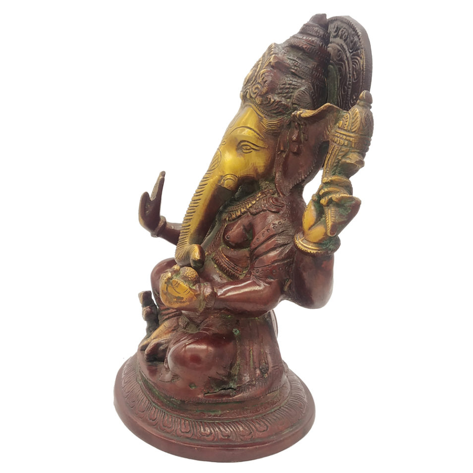 Brass Ganesha statue Hand Painted Antique Finished