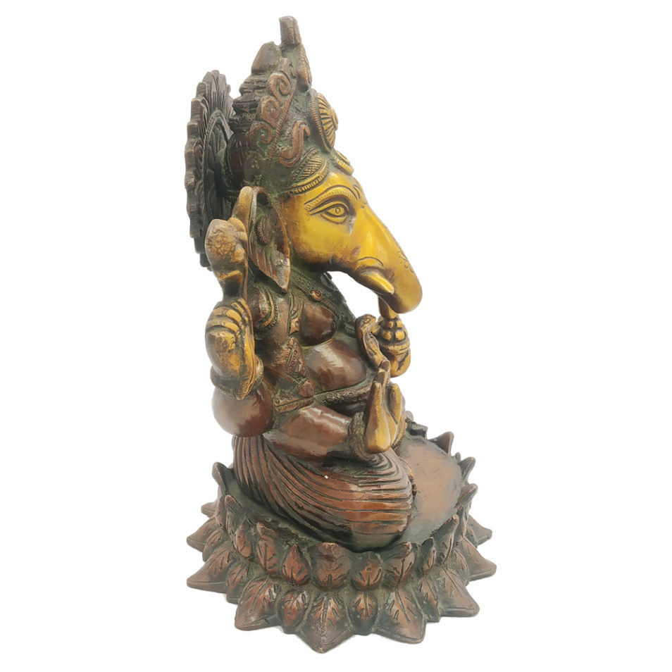 Brass Ganesha statue Hand Painted Antique Finished