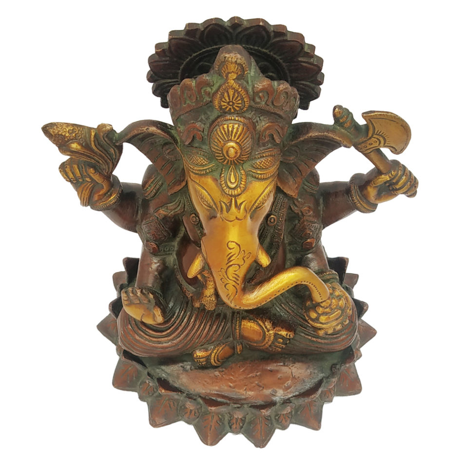 Brass Ganesha statue Hand Painted Antique Finished