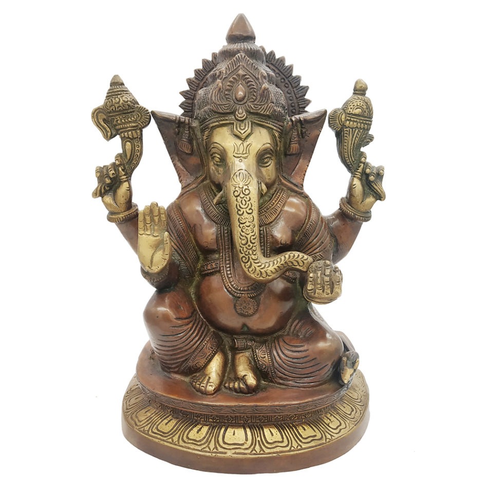 Brass Ganesha statue Hand Painted Antique Finished