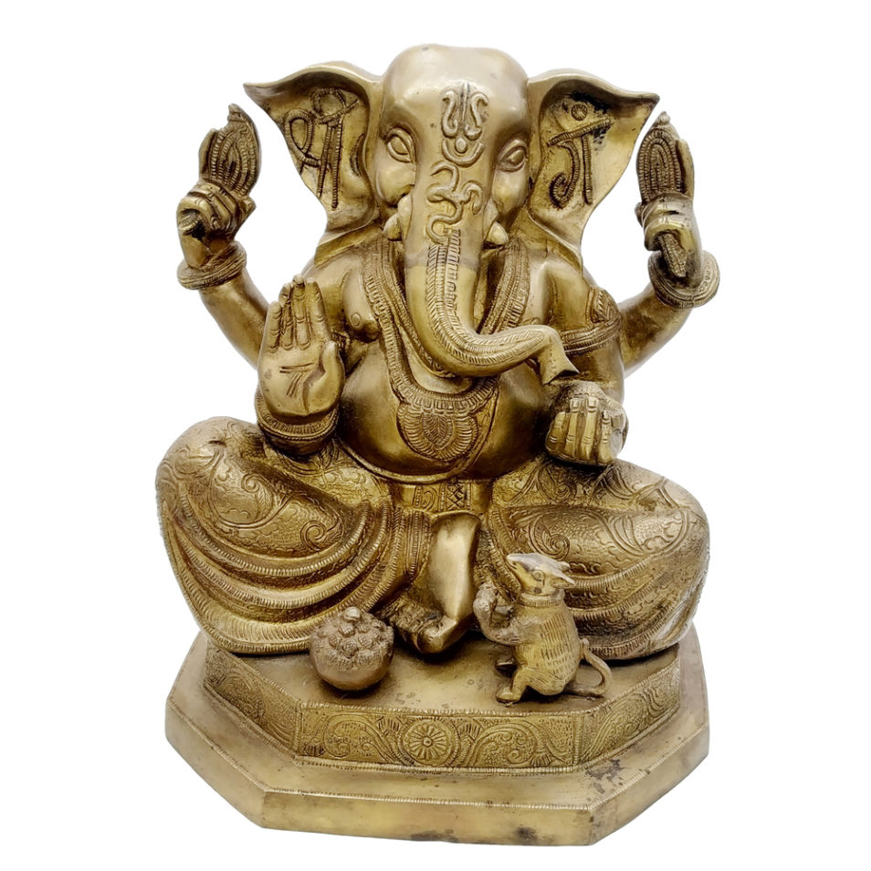 Brass Ganesha statue Hand Painted Antique Finished