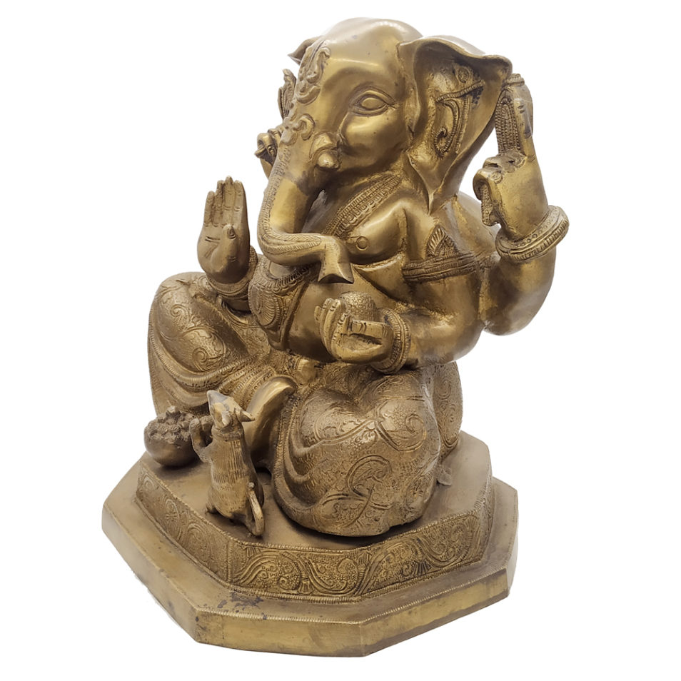 Brass Ganesha statue Hand Painted Antique Finished