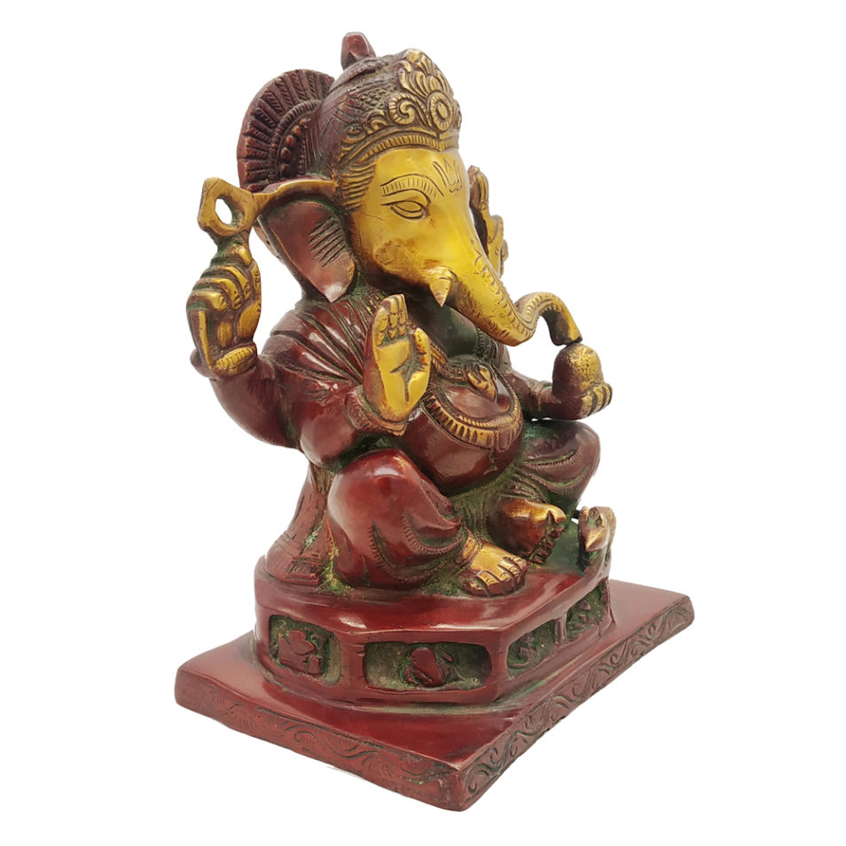 Brass Ganesha statue Hand Painted Antique Finished