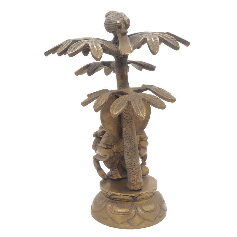 Brass Ganesha statue Standing  inside Tree Antique Finished