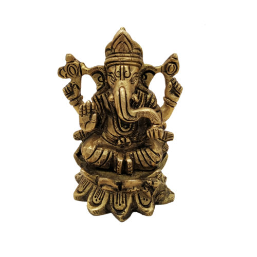 Brass Lotus Ganesha statue Antique Finished